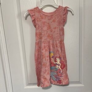 Girls Coral Tie-Dye Mermaid Print Dress - Sleeveless Casual